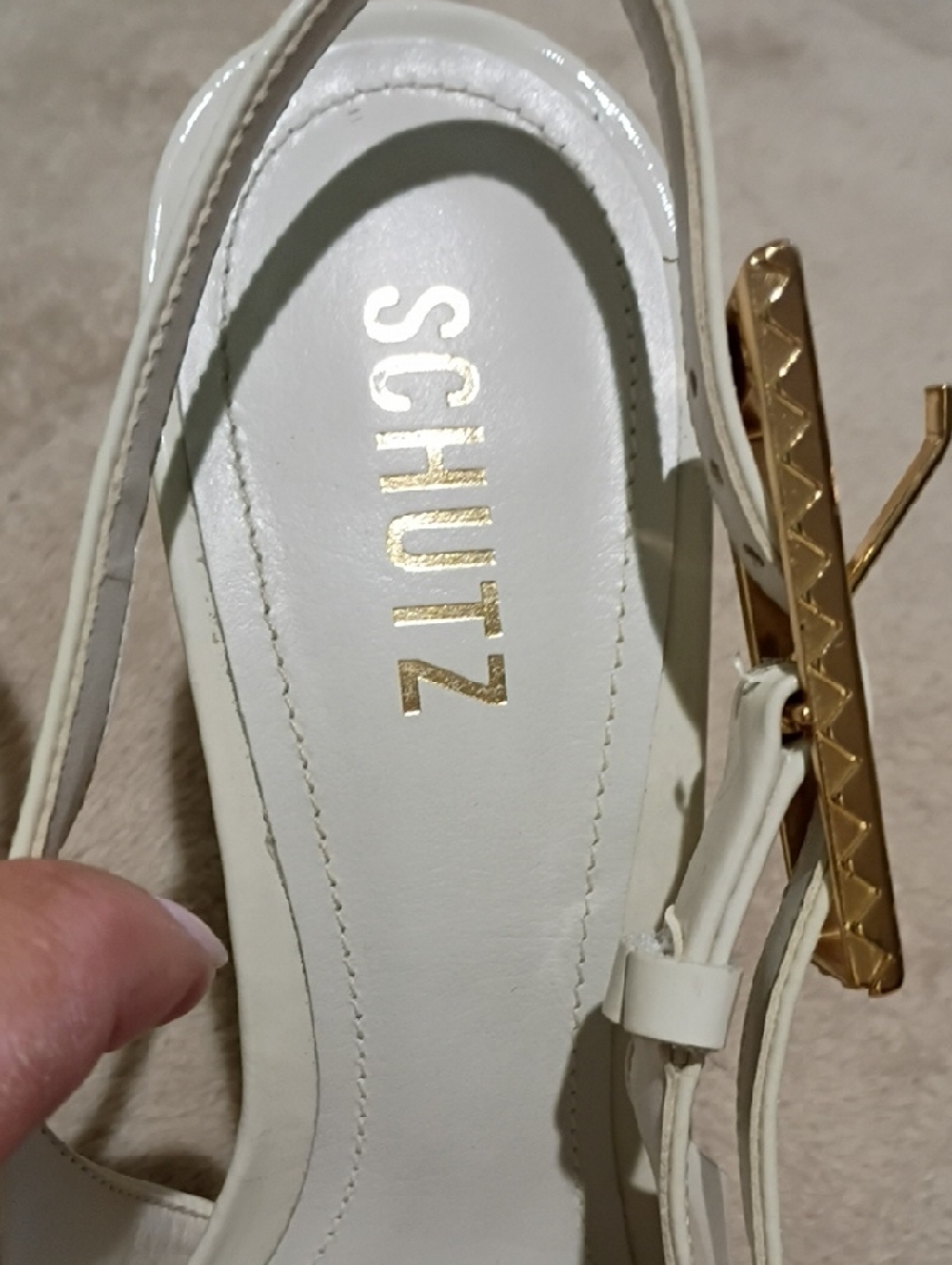 SCHUTZ White Pointed Slingback Kitten Heel Pumps - Picture 5 of 9